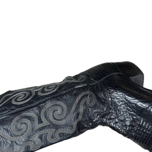 Vintage J Chisholm Western Handcrafted Black Leather Cowboy Men's Boots 8.5 D - Picture 10 of 16